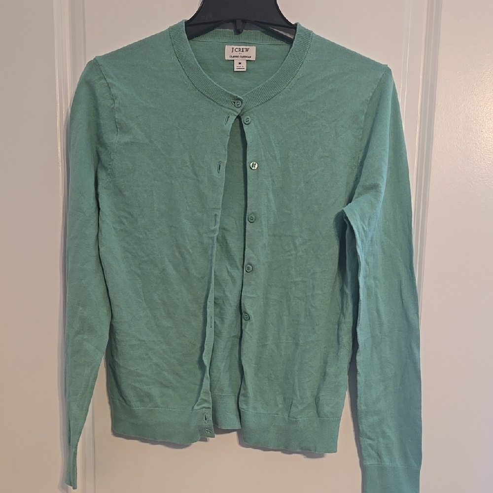 J. Crew Women's Green Cardigan Sweater